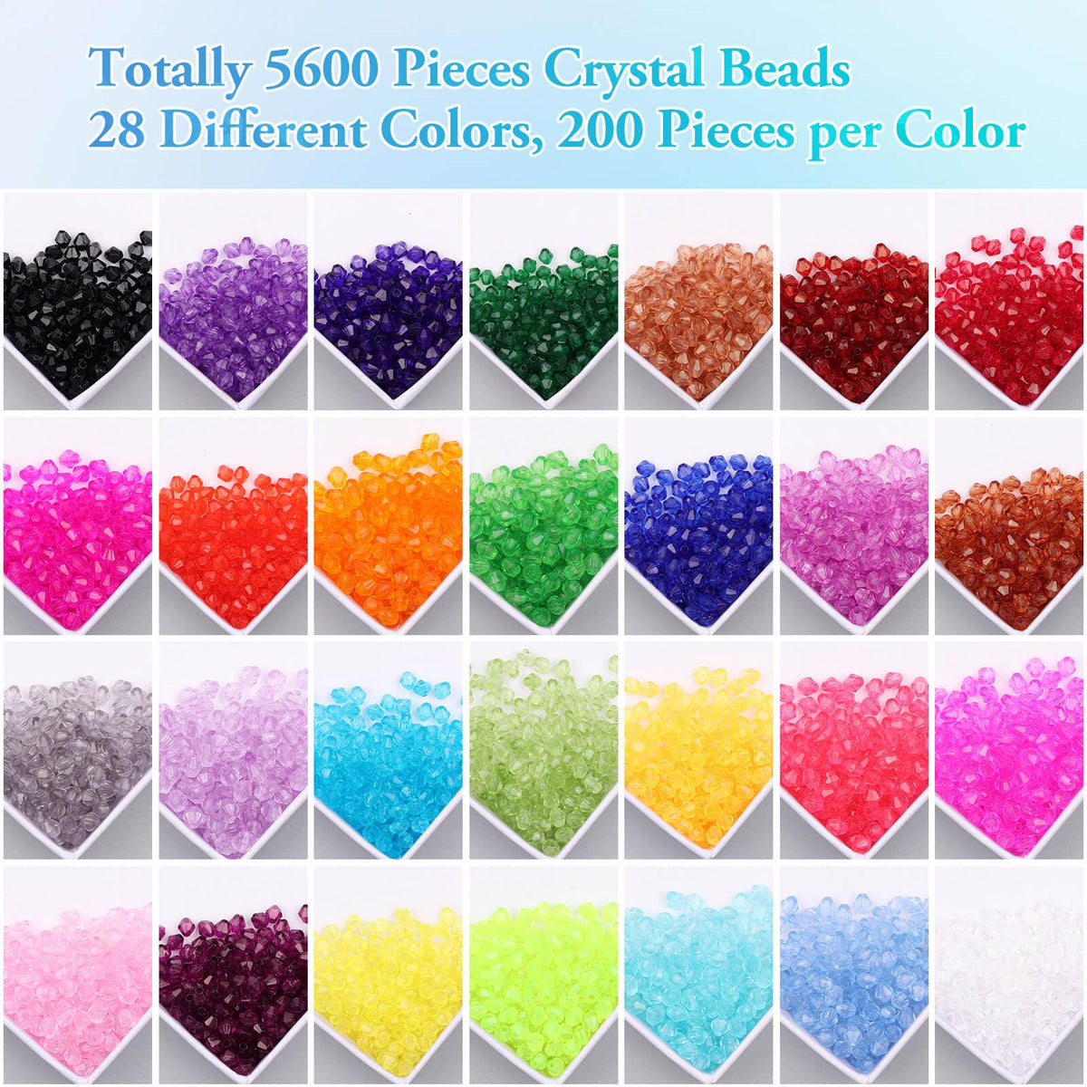 5600Pcs Crystal Beads for Jewelry Making, Tiny Crystal Acrylic Beads Faceted Craft Beads Bicone Gem Beads Jewel for Jewelry Making (4 MM)