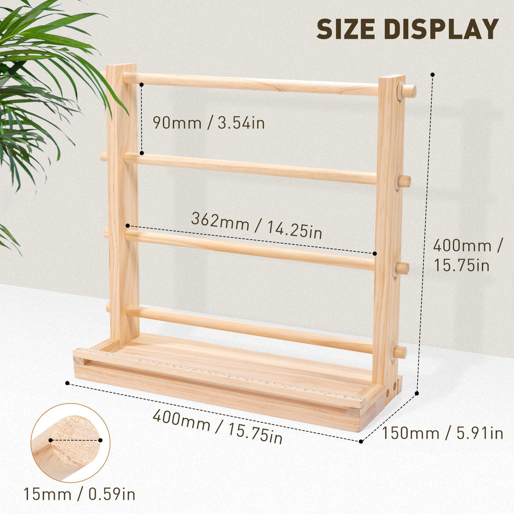 Ribbon Storage Rack Spool Holder Organizer Sewing Craft Wreath Mesh Crochet Thread Tulle Roll Washi Tape Craft Florist Wrapping，15.7 in