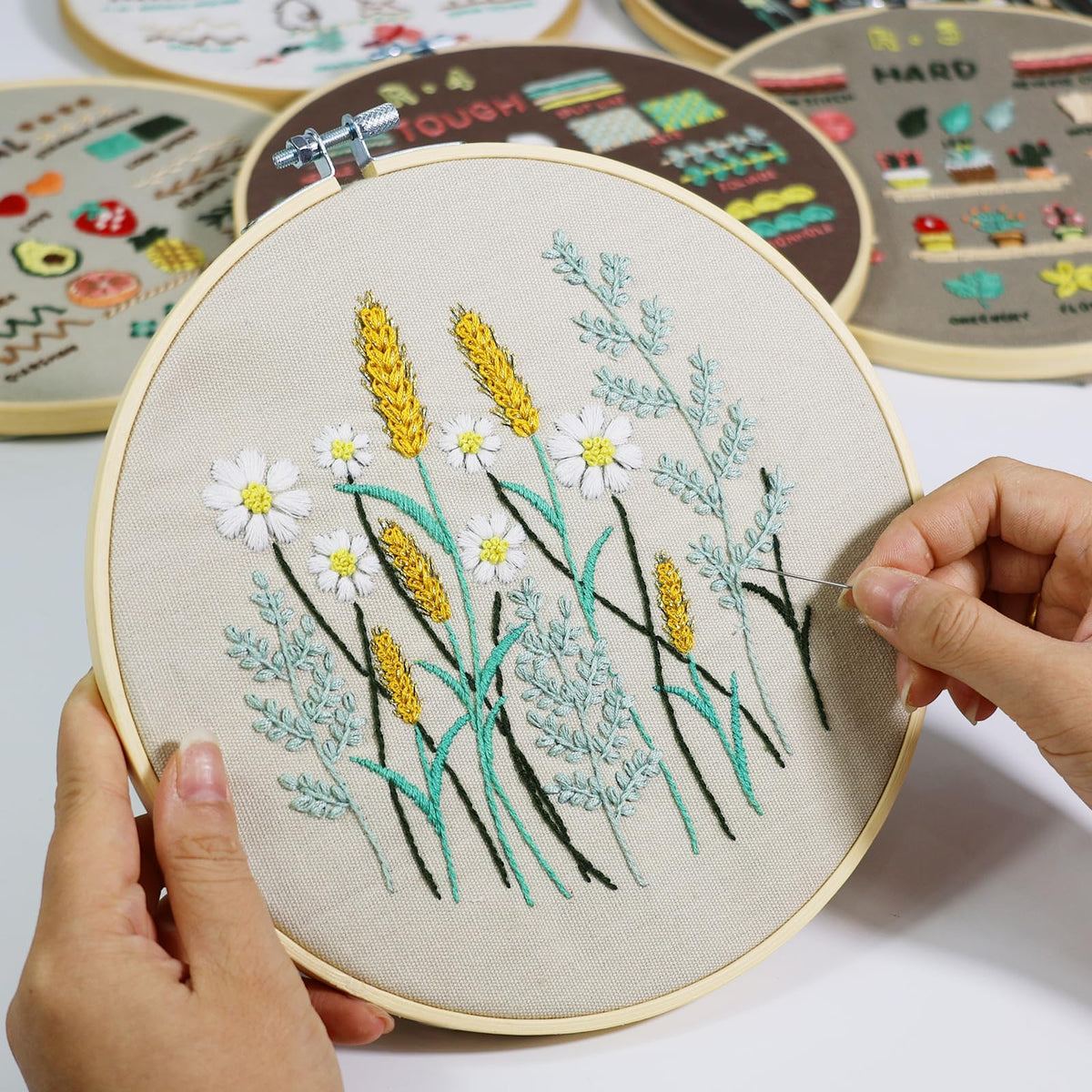 CYANFOUR 6 Stage Embroidery Kit for Beginners Adults, Easy to Learn 38 Different Stitches from Instruction & Video, Needlepoint Kits for Adults with Stamped Embroidery Patterns.