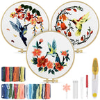 Hummingbird and Flower Embroidery Kit for Adults