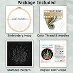 Louise Maelys Cactus Embroidery Kits for Beginners, DIY Cross Stitch Starter Craft Kits for Adults Including Embroidery Cloth with Pattern, Hoop, Needles Instruction and Threads