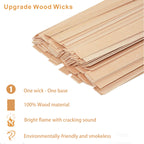 Visgaler 200 Pcs Thicked Wood Candle Wicks for Candle Making, 5.1 X 0.51X 0.06 Inch Upgrade Wood Wicks, Wooden Wicks Box Includes Iron Stander, Glue Dot, and Warning Labels (50 Sets)