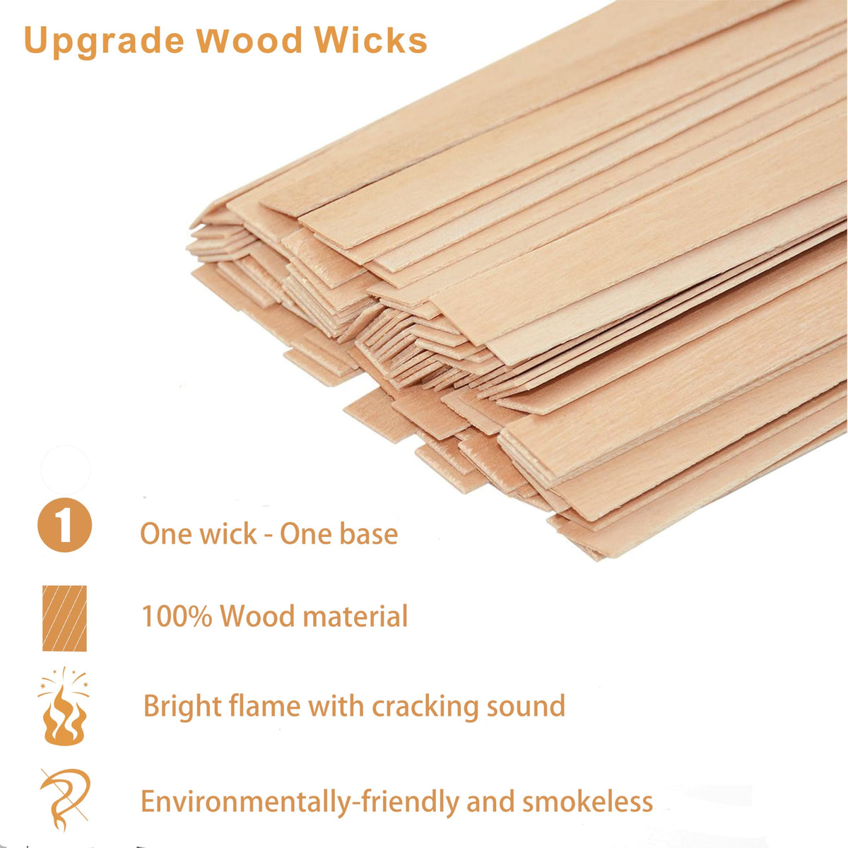 Visgaler 200 Pcs Thicked Wood Candle Wicks for Candle Making, 5.1 X 0.51X 0.06 Inch Upgrade Wood Wicks, Wooden Wicks Box Includes Iron Stander, Glue Dot, and Warning Labels (50 Sets)