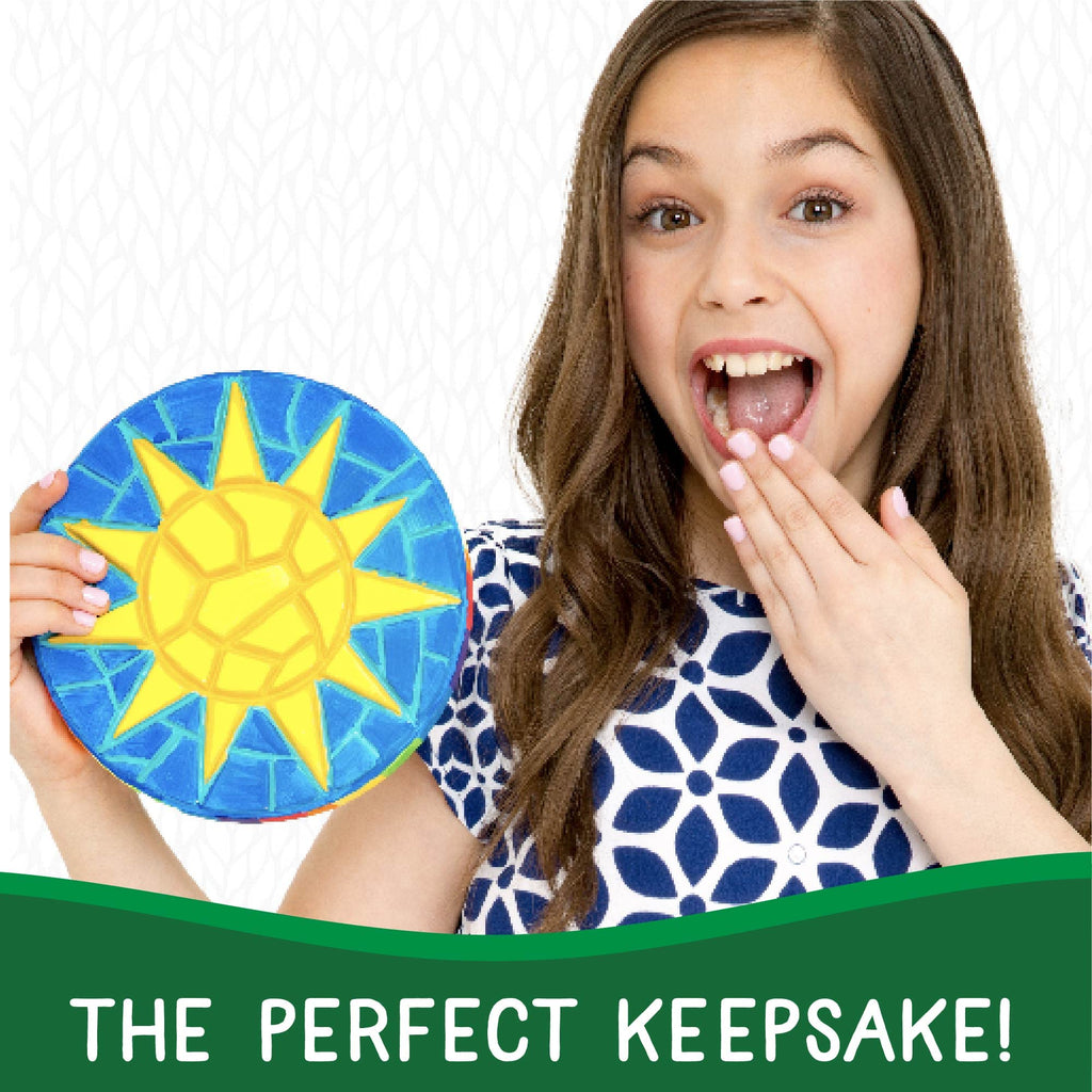 Creative Roots Mosaic Turtle, Hedgehog, & Sun Stepping Stone, Includes 3-Pack 7-Inch Ceramic Stepping Stone & 6 Vibrant Paints, Paint Your Own & DIY Stepping Stone for Kids Ages 8+