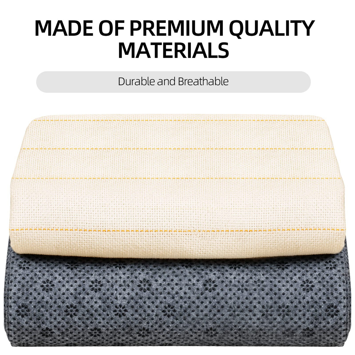 ROCKY&CHAO 70"x40" Non-Slip Backing Felt Cloth for Tufted Rugs, 59"x39" Tufting Cloth with Yellow Marked Lines for Rug Tufting, Monk Cloth Rug Tufting Kit for Tufting Gun, Punch Needle, Rug Hooking