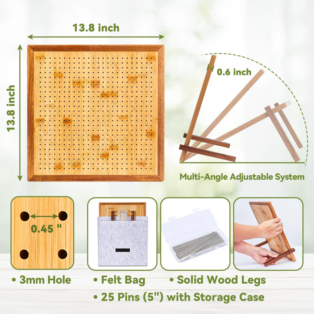 13-Inch Crochet Blocking Board with 25 Pegs & Felt Bag