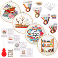 4 Set Embroidery Kit for Beginners Adults Book Lovers Funny Cross Stitch Embroidery Kit with Bamboo Hoops Needles Threads Instructions Needle Threader(Classic)