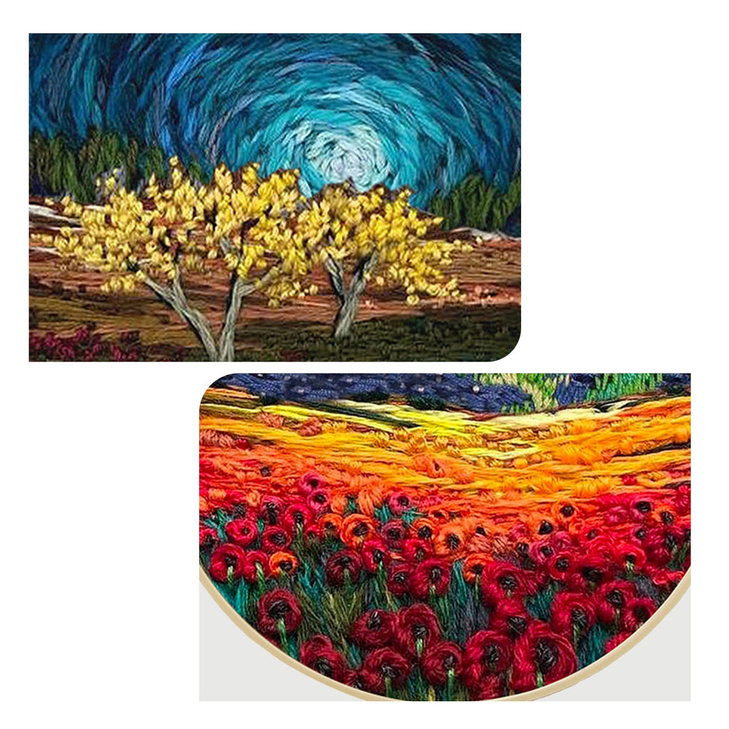 Maydear 4 Pack Embroidery Starter Kit with Pattern, Stamped Cross Stitch Kits for Beginners Adults with Embroidery Hoop and Instructions, Hand Embroidery Kit (Embroidery kit flower2)