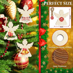 Wooden Christmas Ornaments to Paint - Angel Decoration Cutouts, Unfinished 24PCS, 3.5 x 3 inches, DIY Blank Unfinished Christmas Tree Wood Discs Ornament for Home Crafts Hanging
