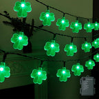 St. Patricks Day String Lights Outdoor, 50 LED 16 FT Shamrocks Decorative Green Leaf Lights Battery Operated, 8 Lighting Modes & Timer, Waterproof for Home Garden Party Decoration, 1 Pack