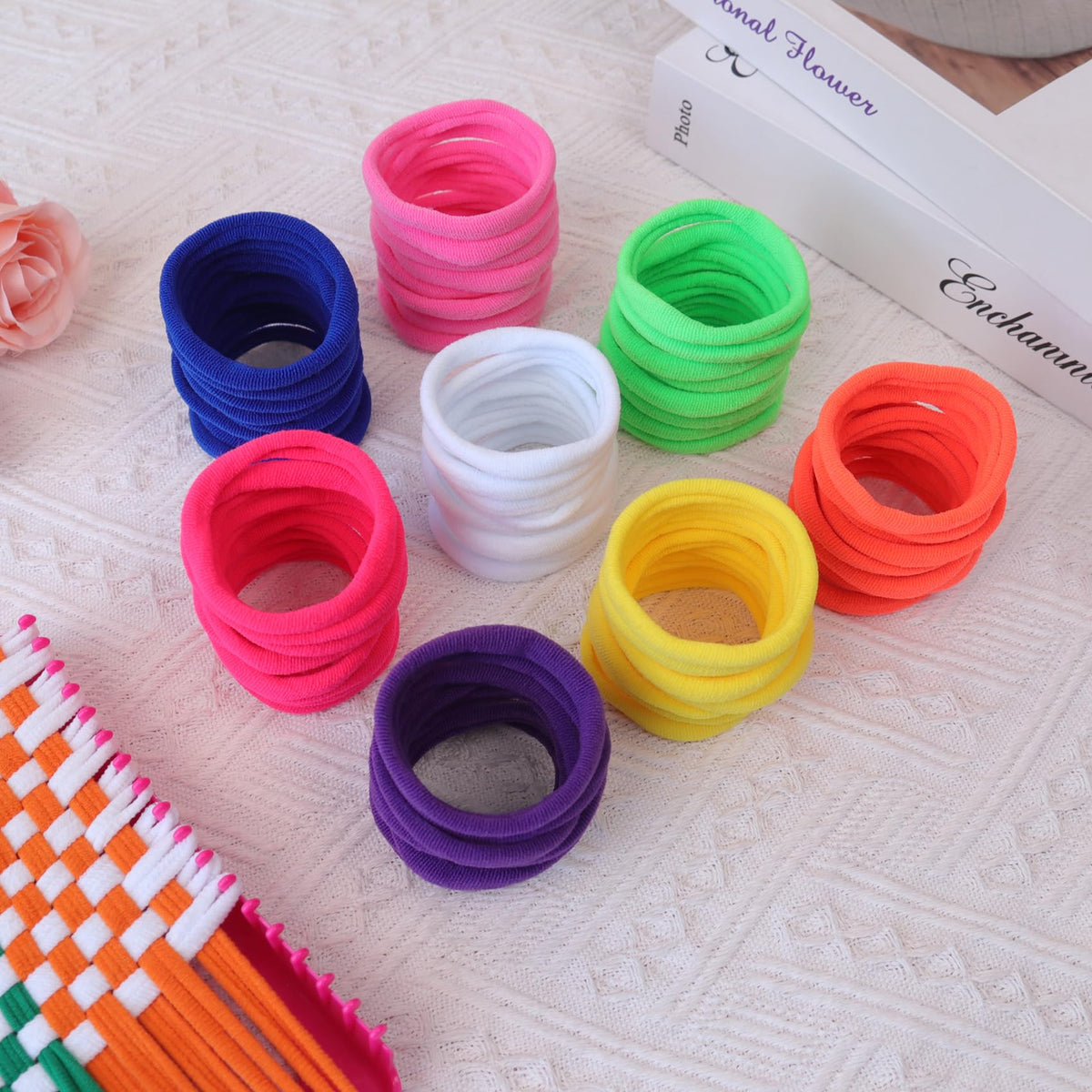 Weaving Loom Loop Refill,7 Inch 288 Pcs in 8 Vibrant Colors, Potholder Loops, Loom Refill Loops Craft for Kids
