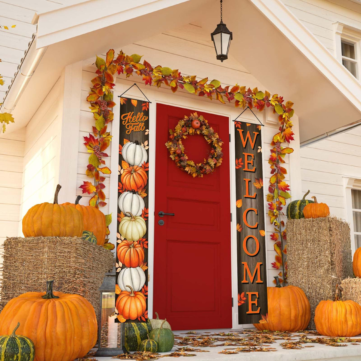 Pumpkin Maple Leaves Leaf Door Fall Decorations Porch Banner Fall Banner Autumn Thanksgiving Decorations Board Wall Hanging Farmhouse Supplies Pumpkin Porch Decorations Outdoor for Home Office Holiday