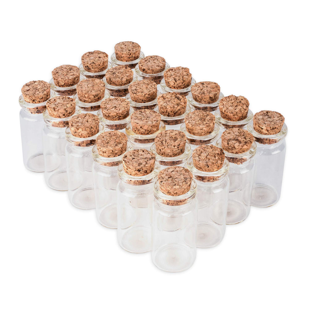 Mini Clear Glass Jars Bottles with Cork Stoppers for Arts & Crafts, Projects, Decoration, Party Favors - Size: 1-1/2" Tall X 3/4 Inches Diameter (24)