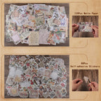 200Pcs Vintage Scrapbook Stickers, Aesthetic Junk Journal Stamping Supplies Kit, Scrapbooking Ephemera Washi Paper for Bullet Journaling Planners Diary Collage
