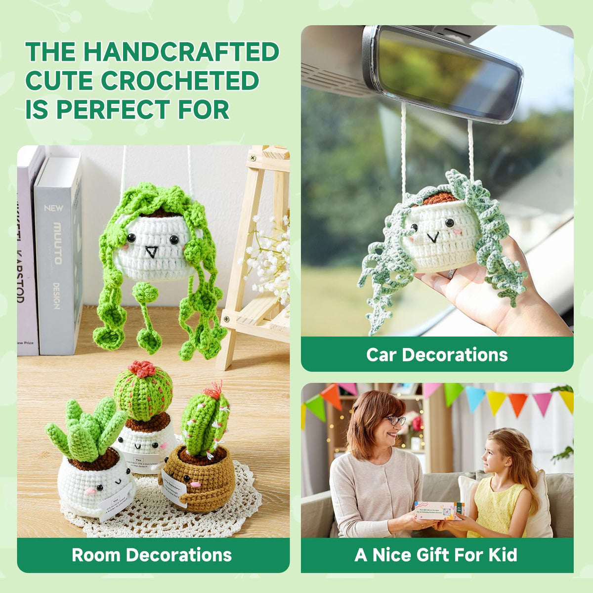 Imcrasy Crochet Kit for Beginners with Step by Step Video Lessons | 6 PC Potted Plants and Succulent Family Crochet Kit with Accessories (40%+ Yarn)