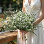 lovemoon 100 Pcs Mixed Greenery Artificial Eucalyptus Stems, Baby Breath Artificial Flowers Bulk and Eucalyptus Leaves for Wedding Bouquets Home Office Floral Decor (100, Green and White)