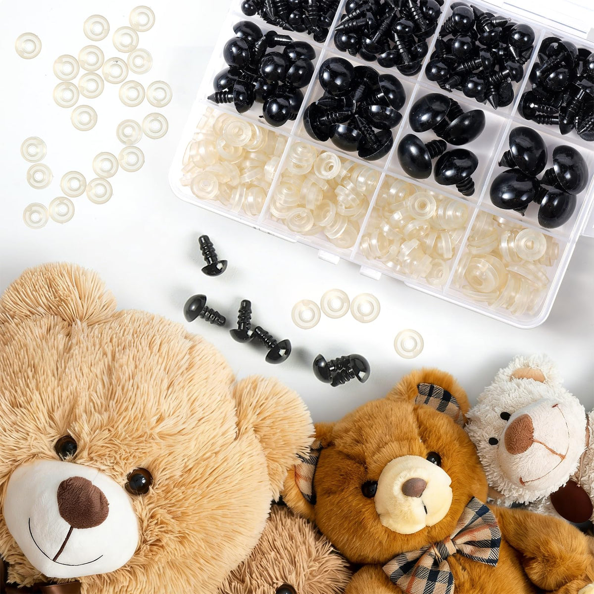 XKDOUS 6-18 mm, 8 Sizes Safety Eyes for Crocheting, Crochet Eyes for amigurumi, Stuffed Animal Doll Eyes for DIY Crafts