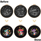 Nuberlic 3 Pack Embroidery Kit for Beginner Adults, Stamped Cross Stitch with Mushroom Patterns Include 3 Hoop, Cloth Thread Needles and Instructions