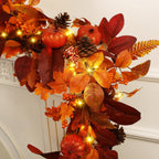 SHareconn 9ft Fall Garland with Lights and Timer for Mantle