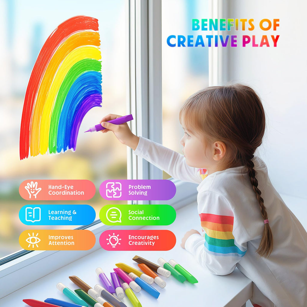 HBorna 48 Pcs Suncatcher Paint Pens Stained Glass Paint Pigment Window Art Pens Suncatcher Paint Crafts Sets (10ML Each,24 Colors)