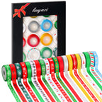 LIUYAXI 100 Yards 20 Rolls Christmas Ribbons Printed Grosgrain Ribbon Metallic Glitter Holiday Festival Double Faced Satin Ribbons 10 mm Wide for Gift Wrapping Crafts Xmas Decorations