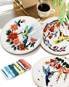 Hummingbird and Flower Embroidery Kit for Adults