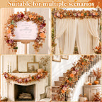 6FT Fall Garland for Mantle, Pumpkin Dahlia Garland Fall Decor