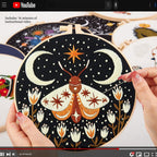 Hand Embroidery Starter Kits for Beginners Adults, Counted Stamped Cross Stitch Kit for Beginners Adults, Embroidery Needlepoint Kit with Moth Flower Pattern, 3 Hoops (Attached Teaching Video QR Code)