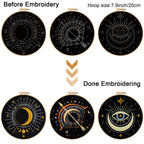 Louise Maelys 3 Set Tarot Moon Embroidery Kits for Beginners with Evil Eye Pattern,Adults Starter Cross Stitch Kit DIY Needlepoint