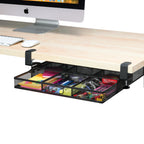 Under Desk Drawer Organizer Clamp-On, Mesh Metal Desk Drawer Attachment, 1 Drawer Slide Out, On Desk Or Under Desk Organizer For Office Supplies & Home Essentials