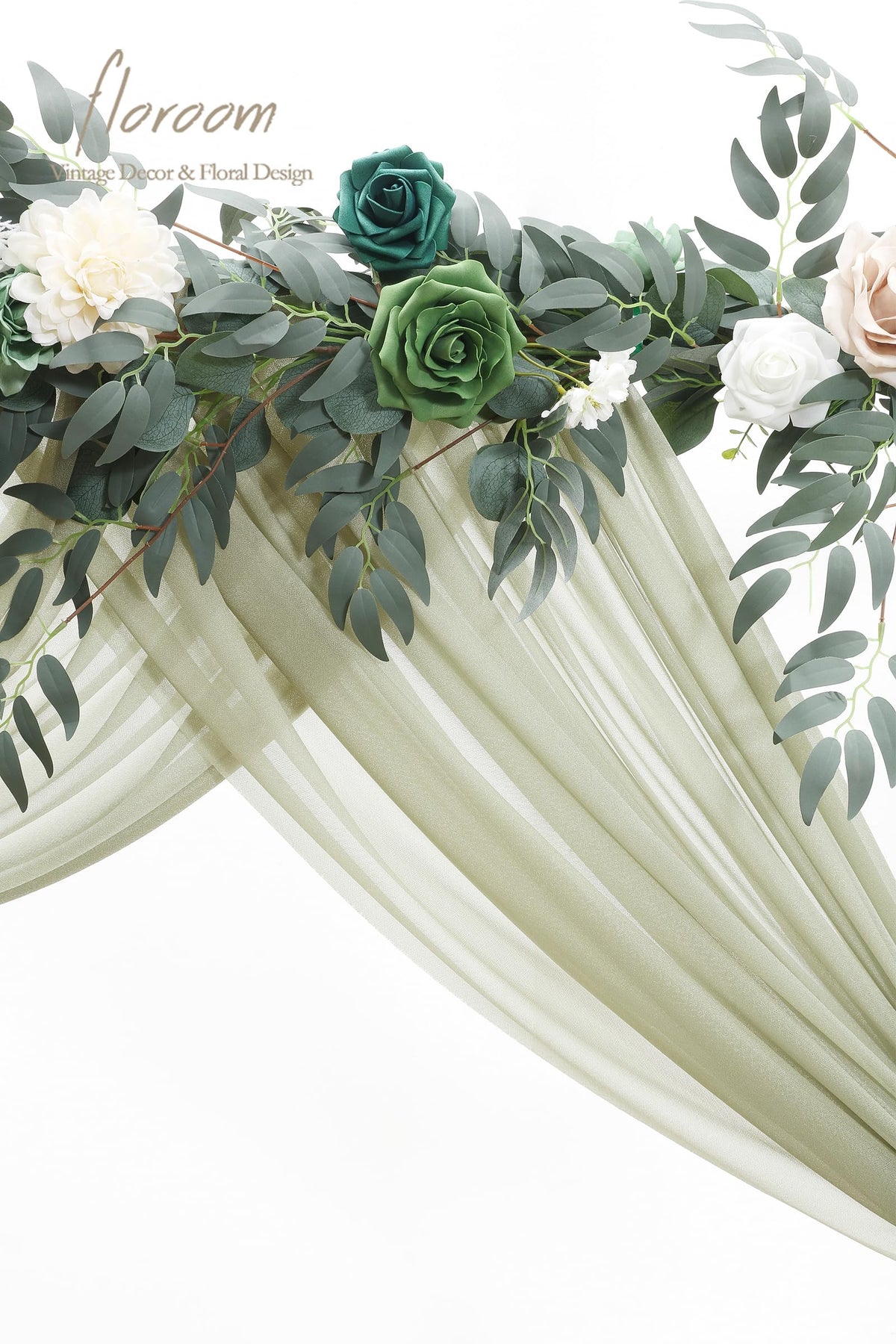Wedding Arch Draping Fabric 2 Panels 20Ft Sage Green Chiffon Fabric Drapes Arbor Drapery Wedding Ceremony Reception Swag Decorations