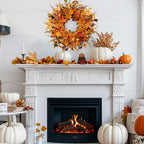 MAINGKAUNG Artificial Fall Wreath 22 Inch Fall Wreaths for Front Door with Orange Berries Daisies Eucalyptus Leaves Autumn Door Wreaths for Thanksgiving Harvest Festival Wall Porch Farmhouse