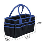 JJRING Craft and Art Organizer Tote Bag - 600D Blue Nylon Fabric Art Caddy with Pockets - for Art, Craft, Sewing, Medical, and Office Supplies Storage