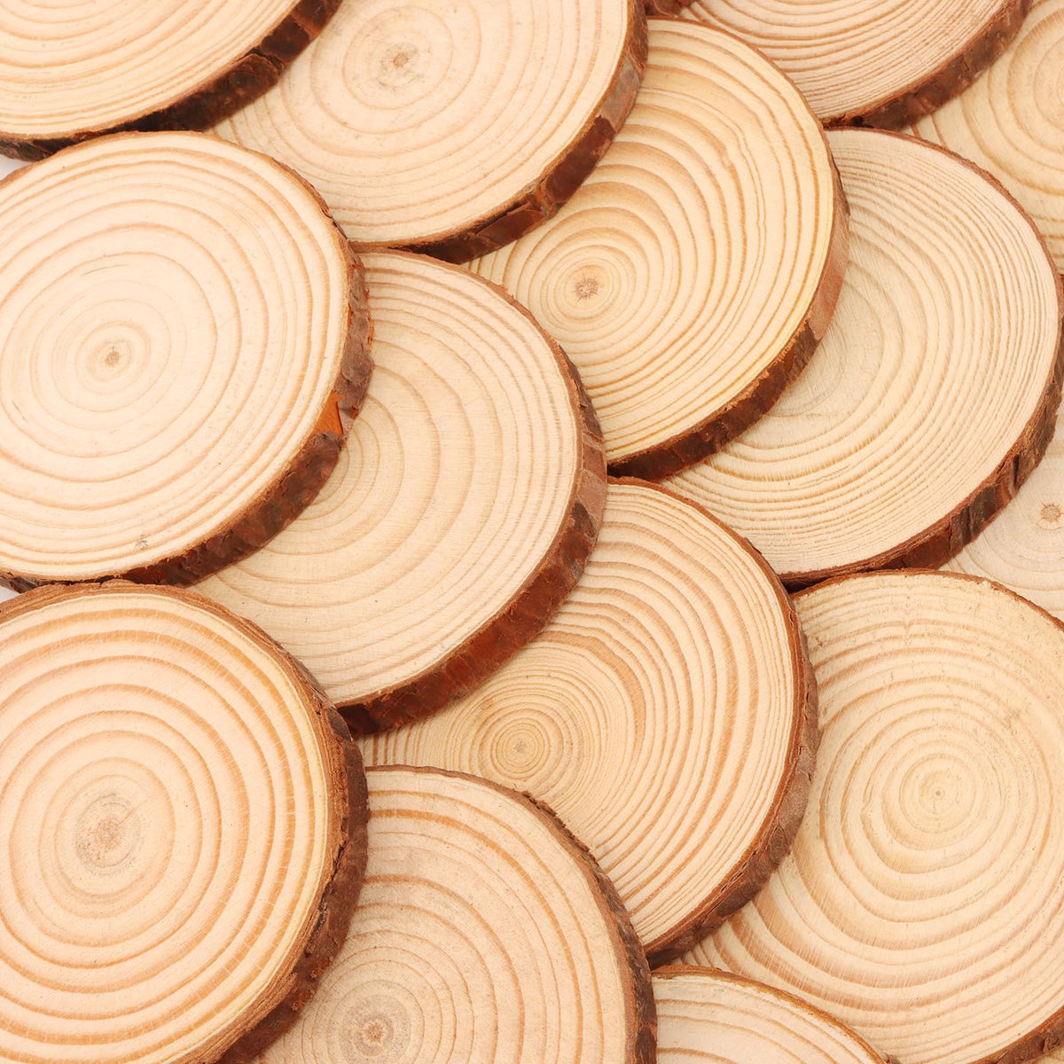ZEONHEI 30 Pcs 3.5-4 Inches Natural Wood Slices, Unfinished Wood Slices Bulk for Crafts Wood Kit Circles Crafts Tree Slice with Bark for DIY Crafts Christmas Ornaments Coasters (Without Hole)