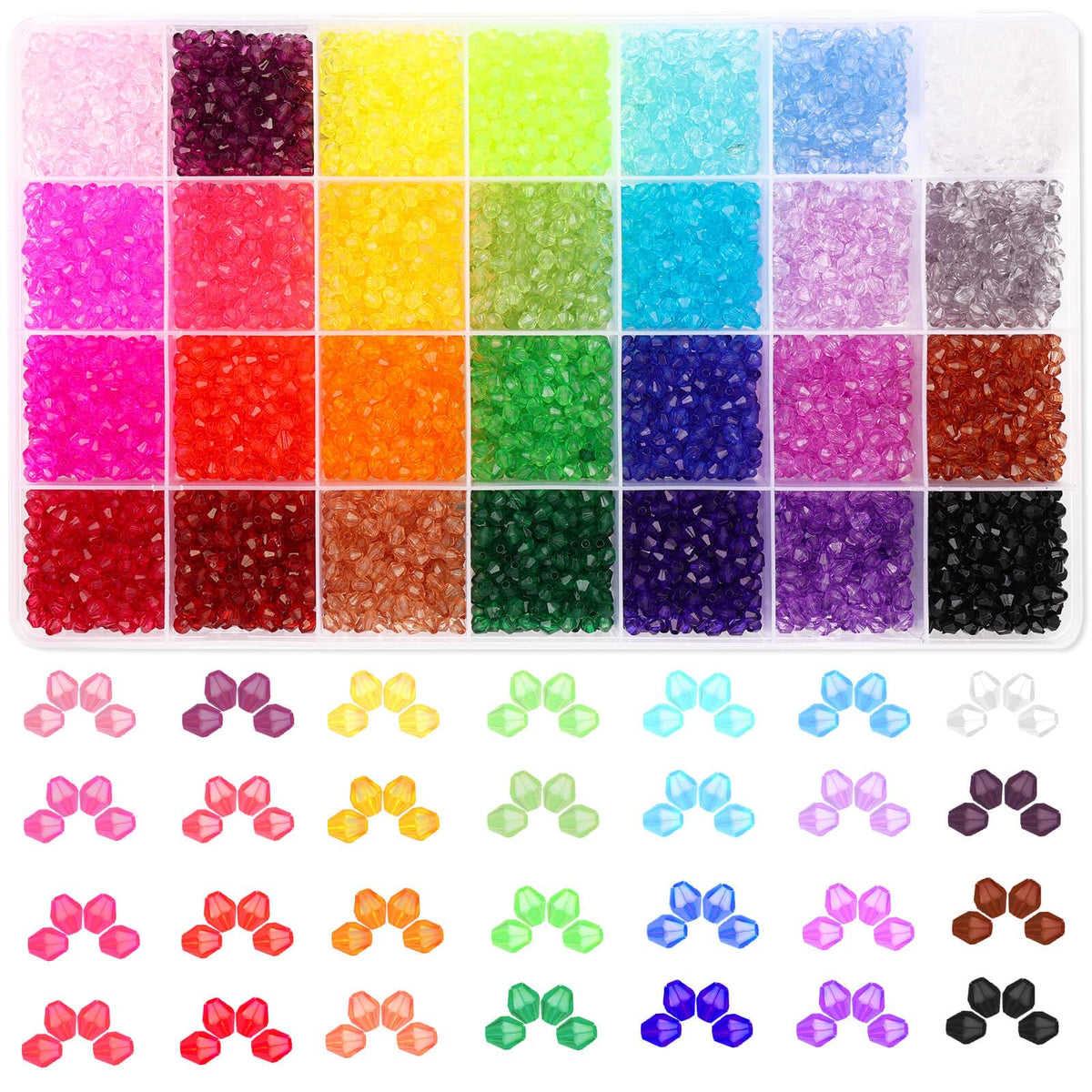 5600Pcs Crystal Beads for Jewelry Making, Tiny Crystal Acrylic Beads Faceted Craft Beads Bicone Gem Beads Jewel for Jewelry Making (4 MM)