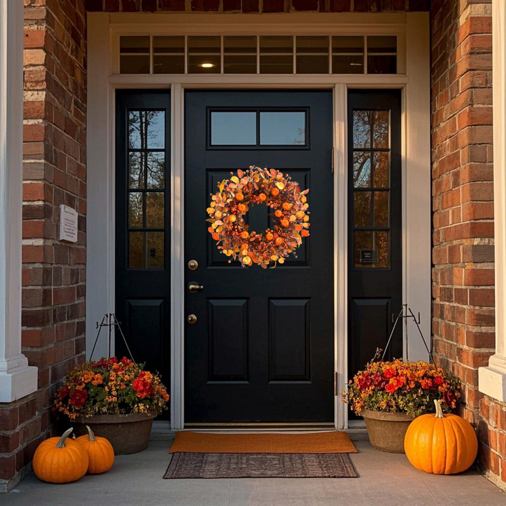 MAINGKAUNG 22-Inch Autumn Pumpkin Door Wreath