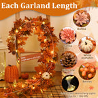 Fall Decorations for Home, Fall Garland for Mantle,Fall Garland with Lights