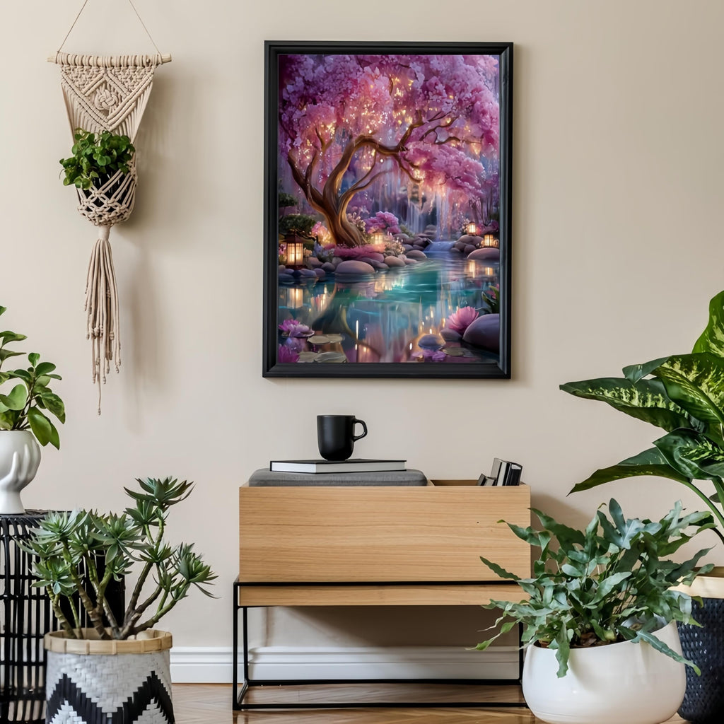 Diamond Paintings Kits for Beginners,Full Round Drill Diamond Arts Kits for Adults,Glowing Dream Forest Paint by Diamond,5D DIY Diamond Painting Dot Gem Art, for Home Wall Decor 13.8x13.8 Inch