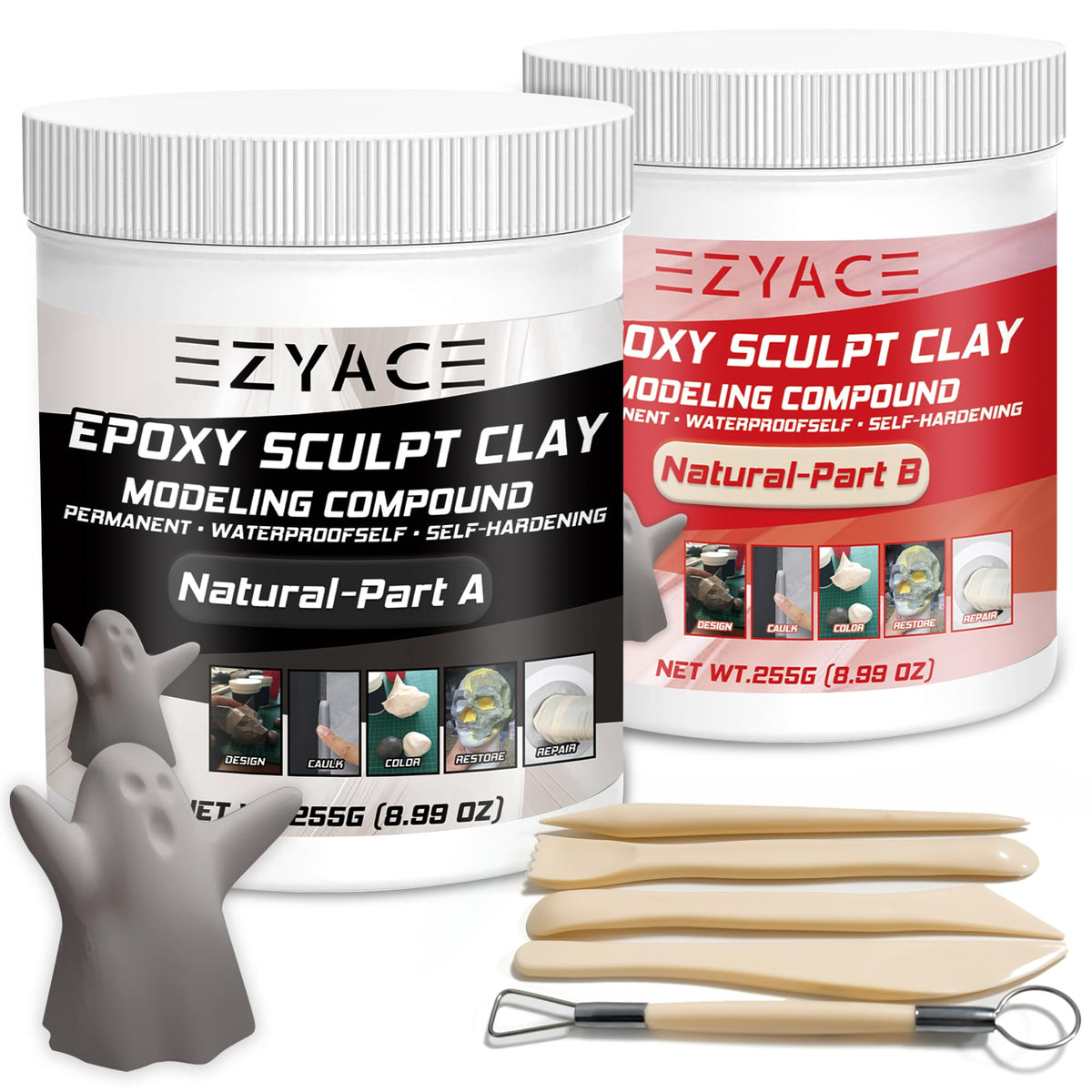 Epoxy Clay, Epoxy Sculpt Modeling Clay, Epoxy Sculpt Clay, 2 Part Modeling Compound (A & B) of Magic Sculpt Clay, Magic Sculpt Epoxy Clay for Sculpting, Modeling, Building and Repairing, Natural