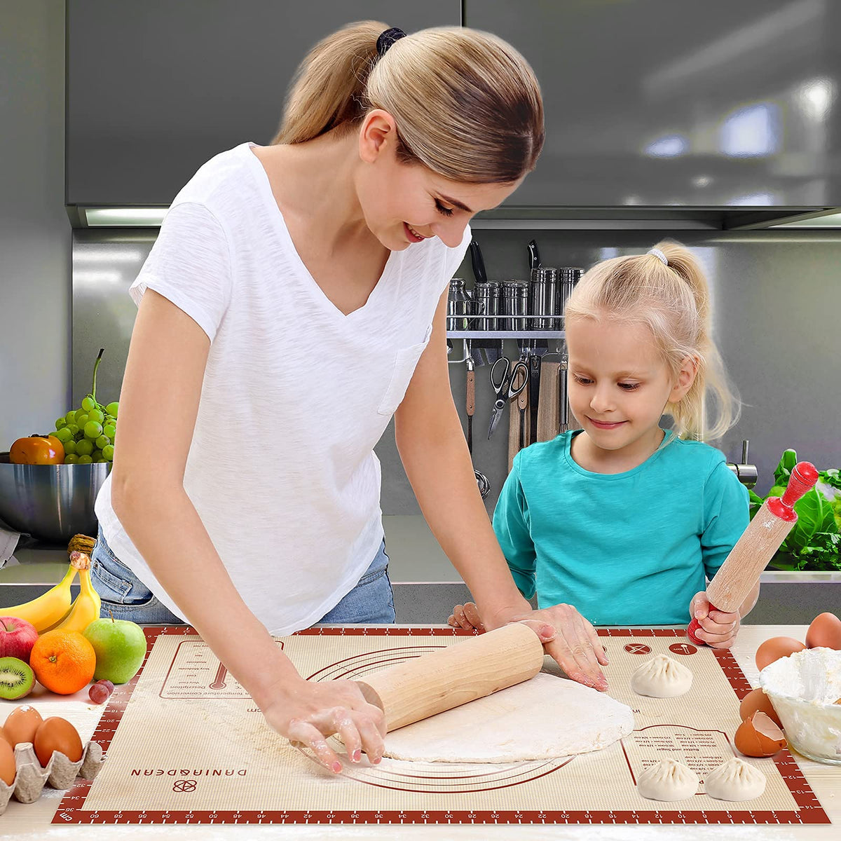 26x16 Inch Extra Thick Silicone Baking Mat with Measurements, Non-slip and Reusable - For Cookies, Bread, Pastry