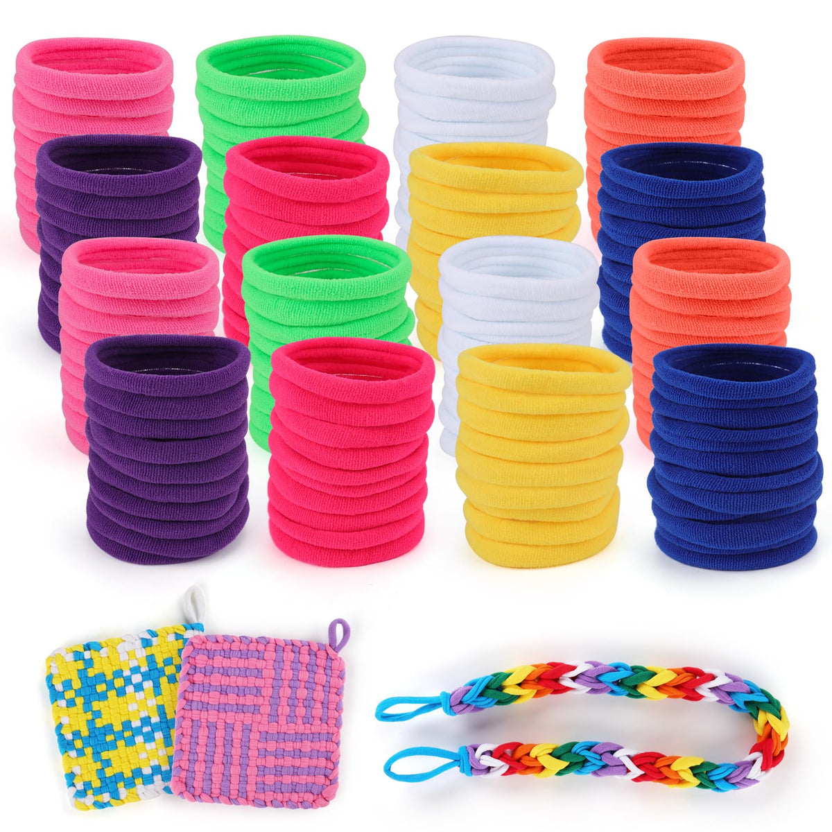 Weaving Loom Loop Refill,7 Inch 288 Pcs in 8 Vibrant Colors, Potholder Loops, Loom Refill Loops Craft for Kids