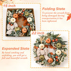 22'' Fall Wreaths for Front Door, Fall Decorations for Home Autumn Wreath