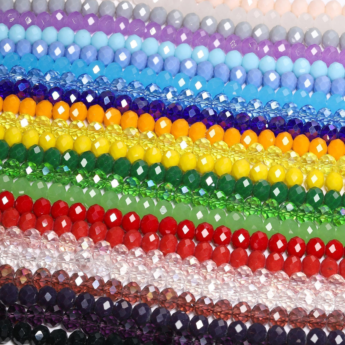 1800Pcs 4mm Glass Beads for Bracelets Jewelry Making, Faceted Bead Friendship Bracelet Kit, Rainbow Beads DIY Craft with Charms