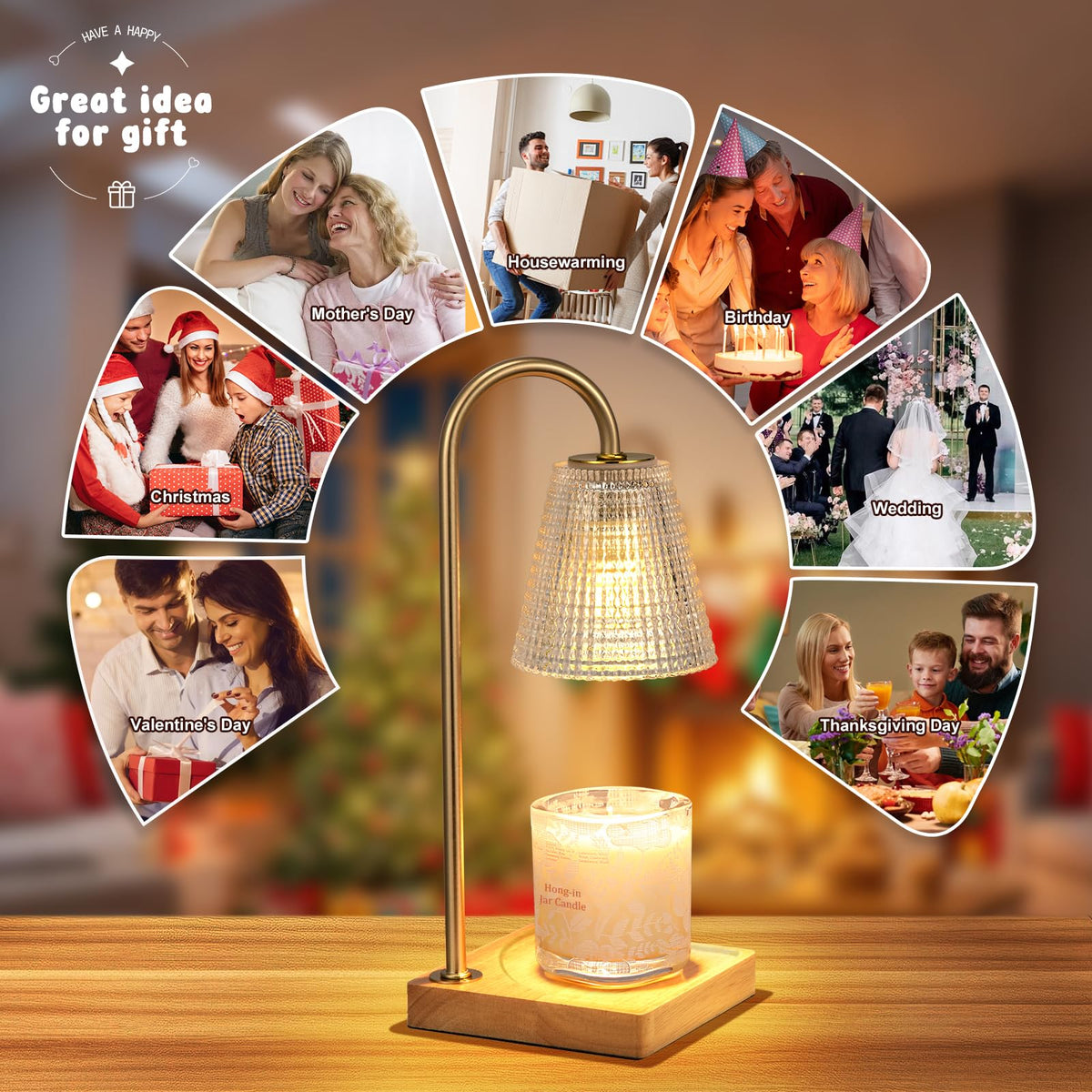 Hong-in Candle Warmer Lamp with Timer Dimmer,Mothers Day Birthday Gifts for Women Mom,House Warming Gifts New Home Room Decor,Wax Warmer for Scented Wax Jar Candles