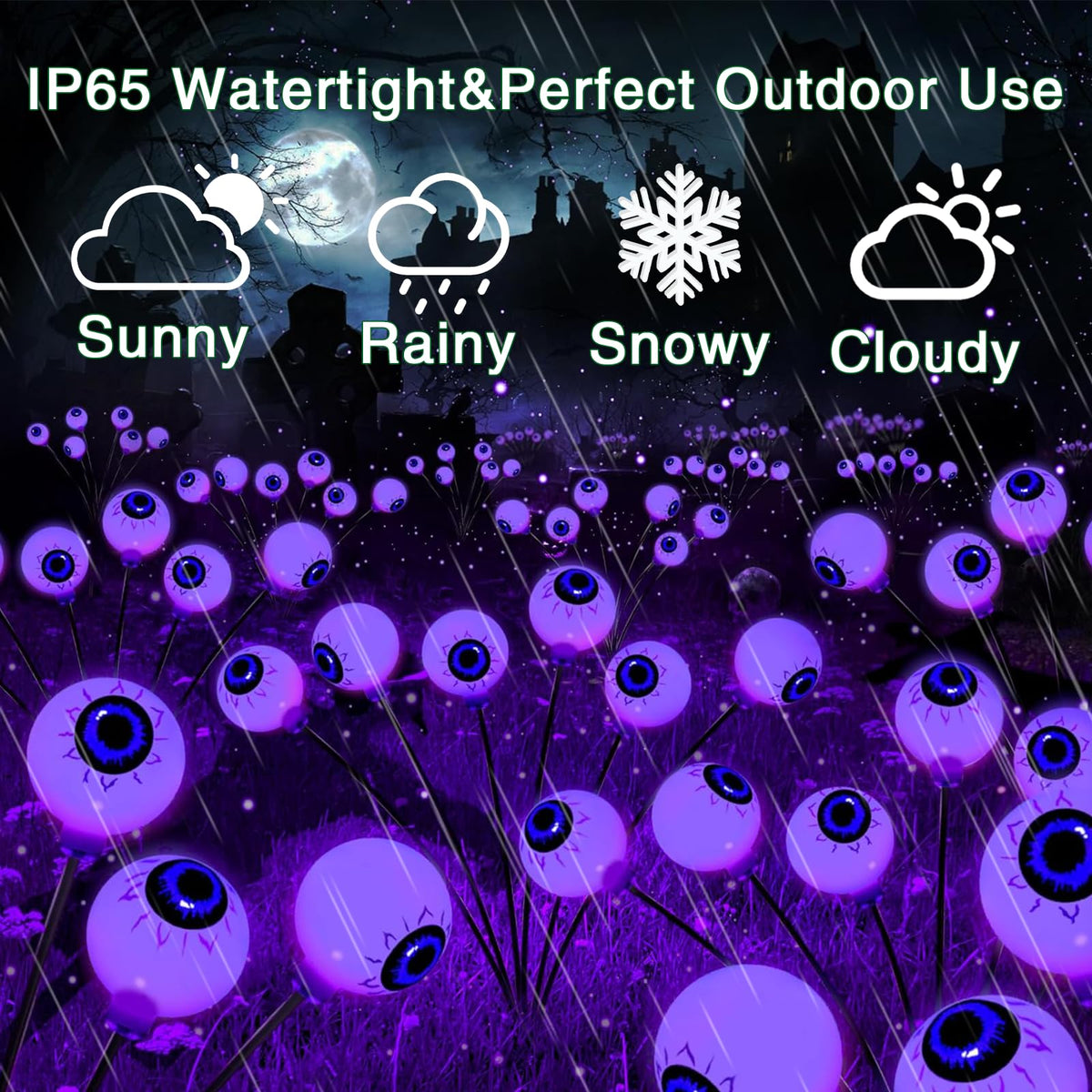 2-Pack Solar Halloween Eyeball Garden Lights — Purple