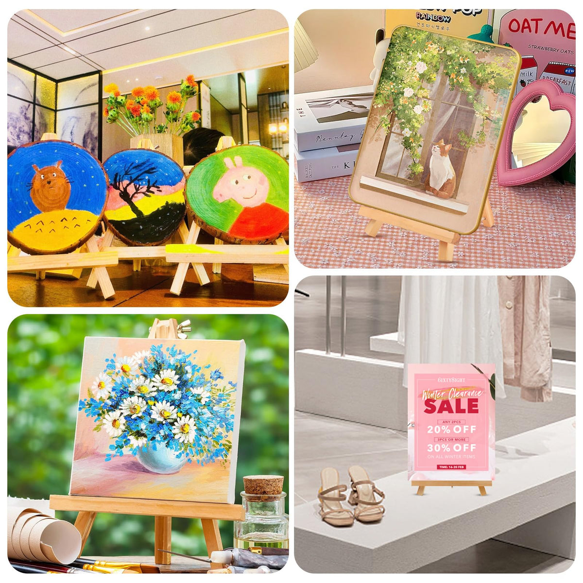 10 Pack 9 Inch Wood Easels,Art Craft Painting Easel,Table Top Easels for Painting, for Painting Party Displaying Canvases, Photos Mini Display Tripod Apply to Kids Artist Adults Students Etc