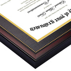 8.5x11 Diploma Certificate Frame with High Definition Glass, Degree Document Frame for Wall and Tabletop, Mahogany with Gold Beads, 1 Pack