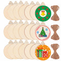120Pcs Wood Slices 3.5" Wooden DIY Christmas Ornaments Unfinished Predrilled Wood Circles for Crafts Centerpieces Round Wooden Discs Hanging Decorations