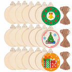 120Pcs Wood Slices 3.5" Wooden DIY Christmas Ornaments Unfinished Predrilled Wood Circles for Crafts Centerpieces Round Wooden Discs Hanging Decorations