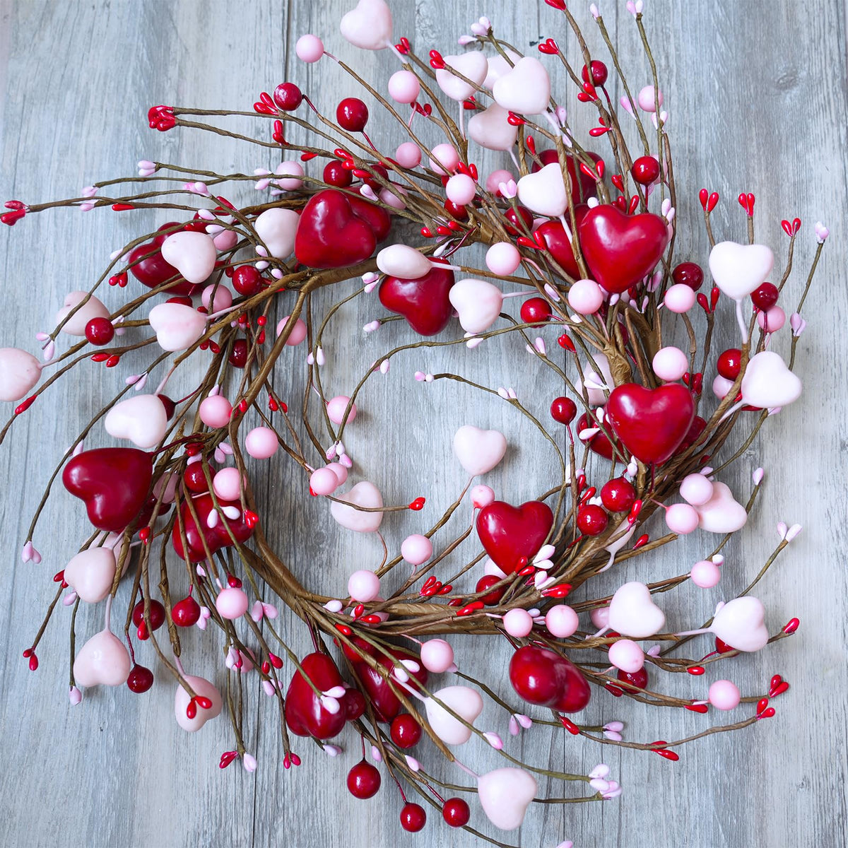 5.2 Ft Artificial Valentine's Day Garland Red Pink Heart and Berry Garland for Valentine Party Holiday Wedding Fireplace Mantel Shelf Front Door Decor Dinner Table Centerpiece